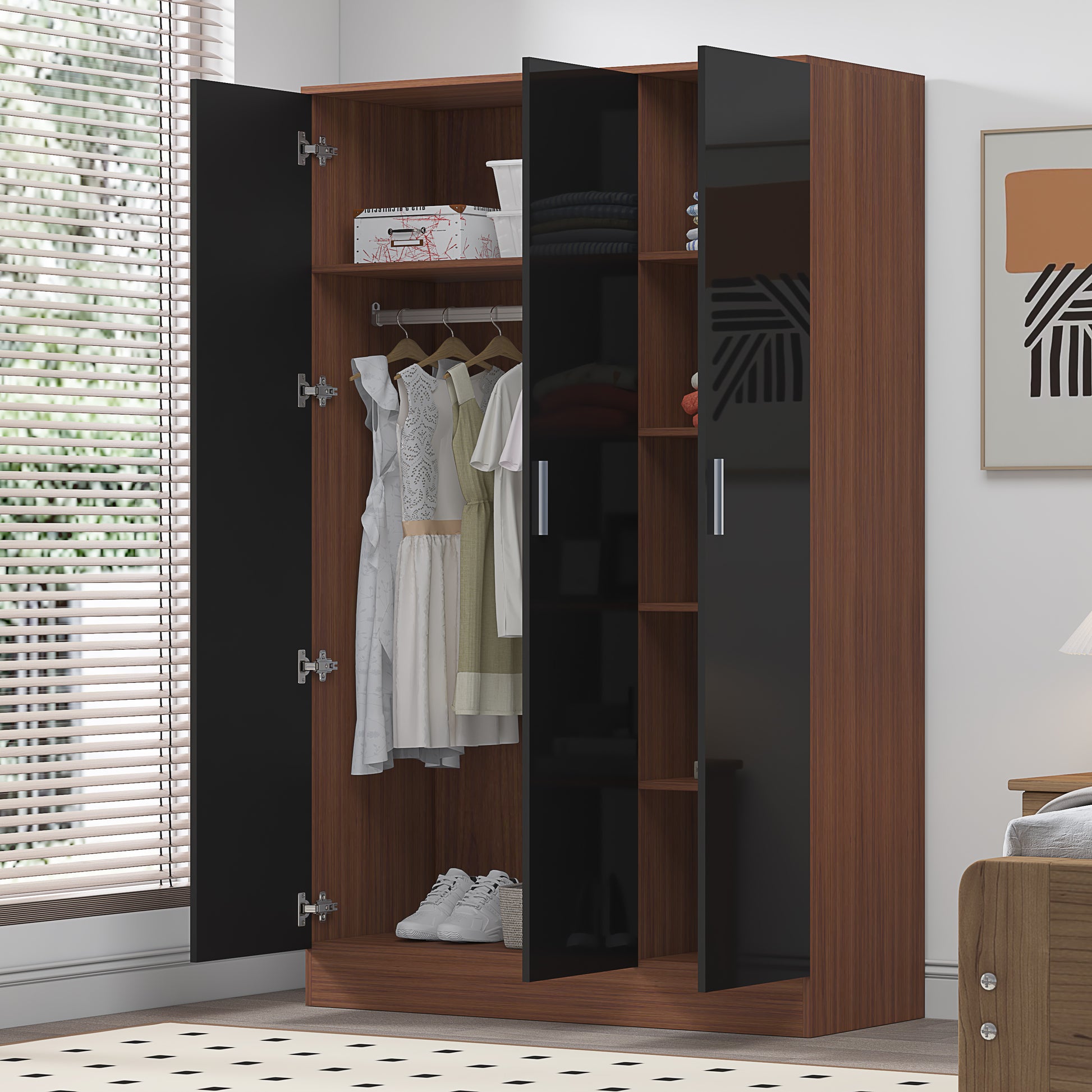 3 Door Plain Wardrobe - 4 Colours REFLECT