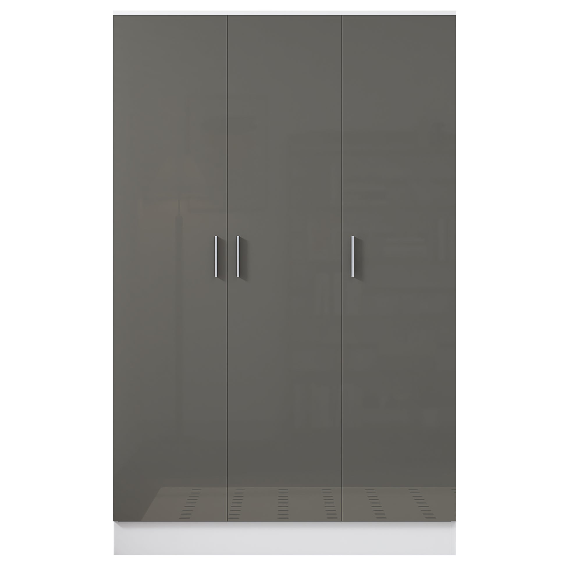 3 Door Plain Wardrobe - Grey Gloss/Matt White REFLECT