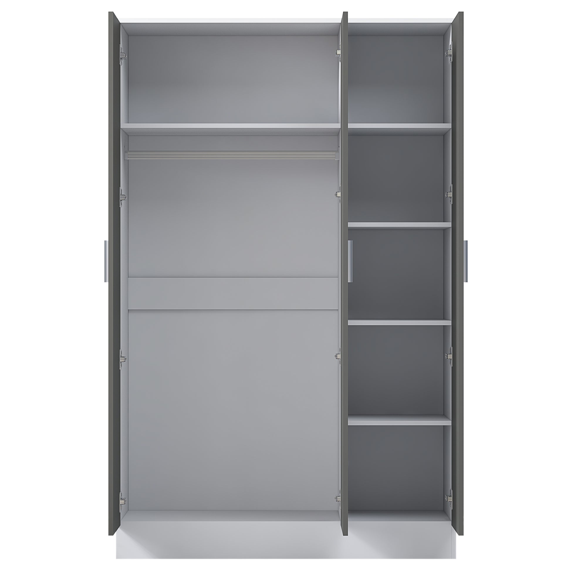 3 Door Plain Wardrobe - Grey Gloss/Matt White REFLECT