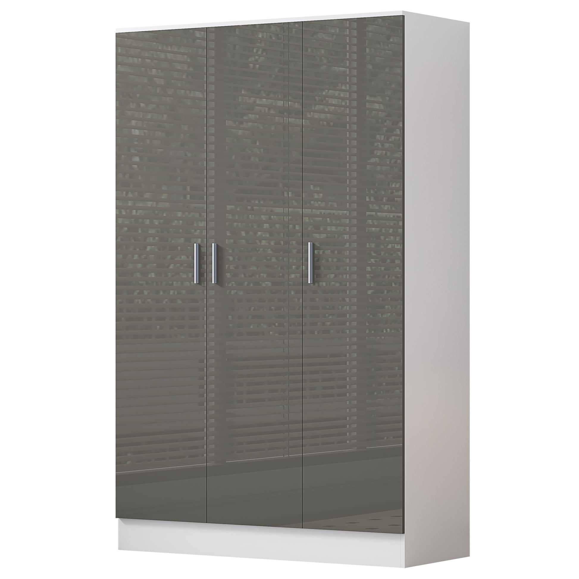 3 Door Plain Wardrobe - Grey Gloss/Matt White REFLECT