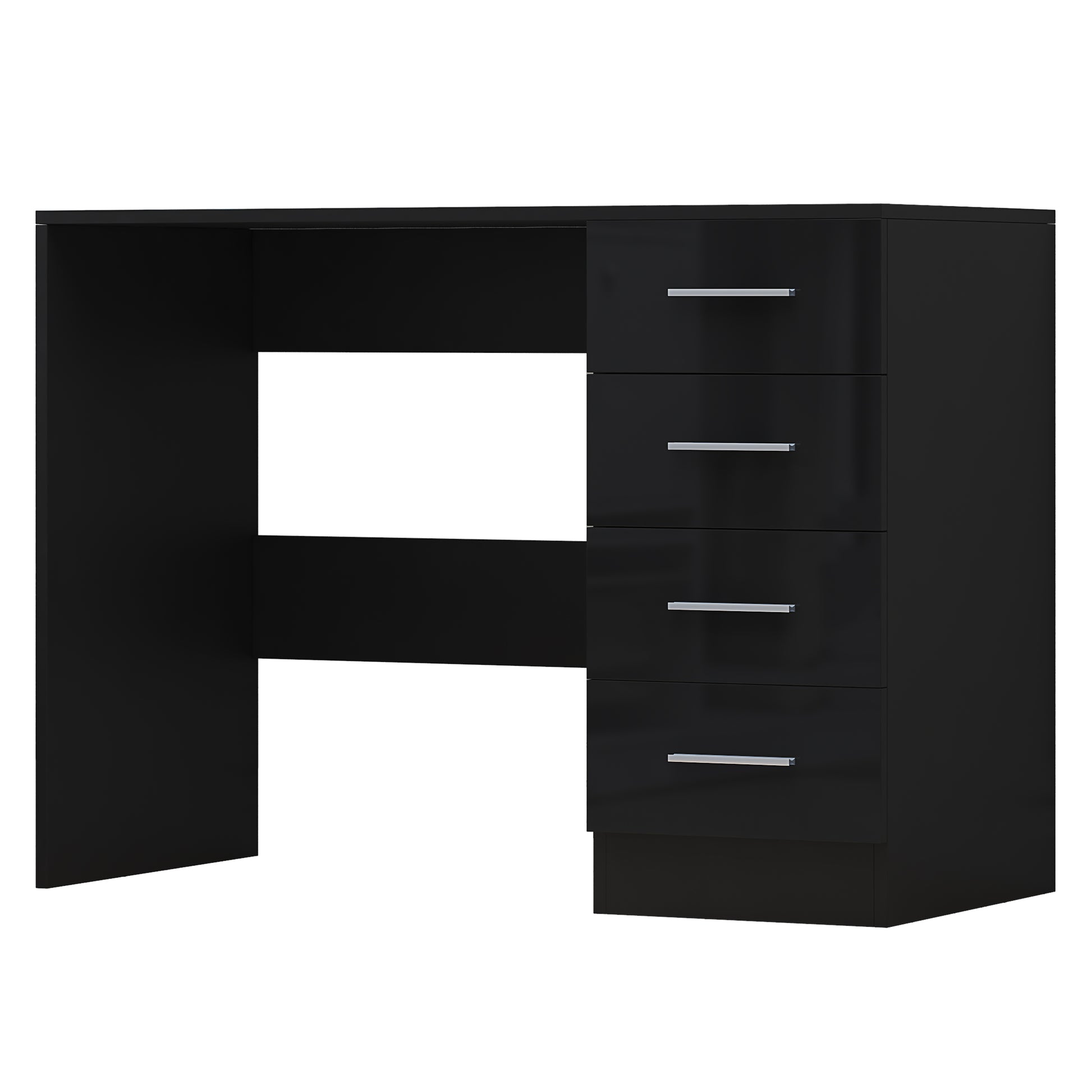 4 Drawer Desk/Dressing Table - Black Gloss/Black Oak REFLECT