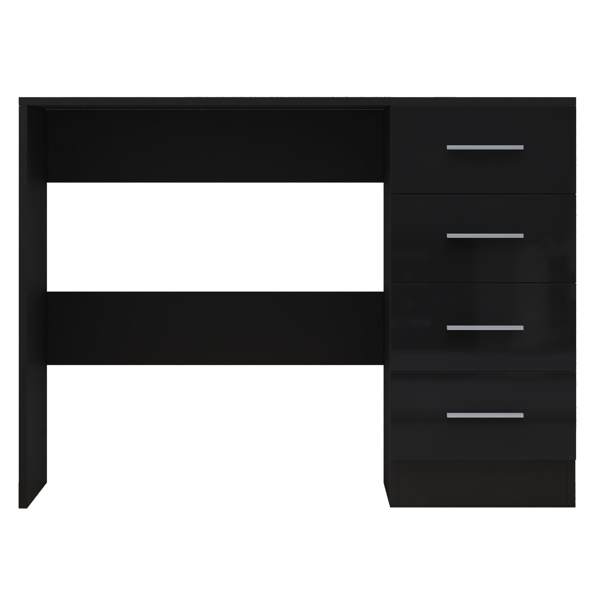 4 Drawer Desk/Dressing Table - Black Gloss/Black Oak REFLECT