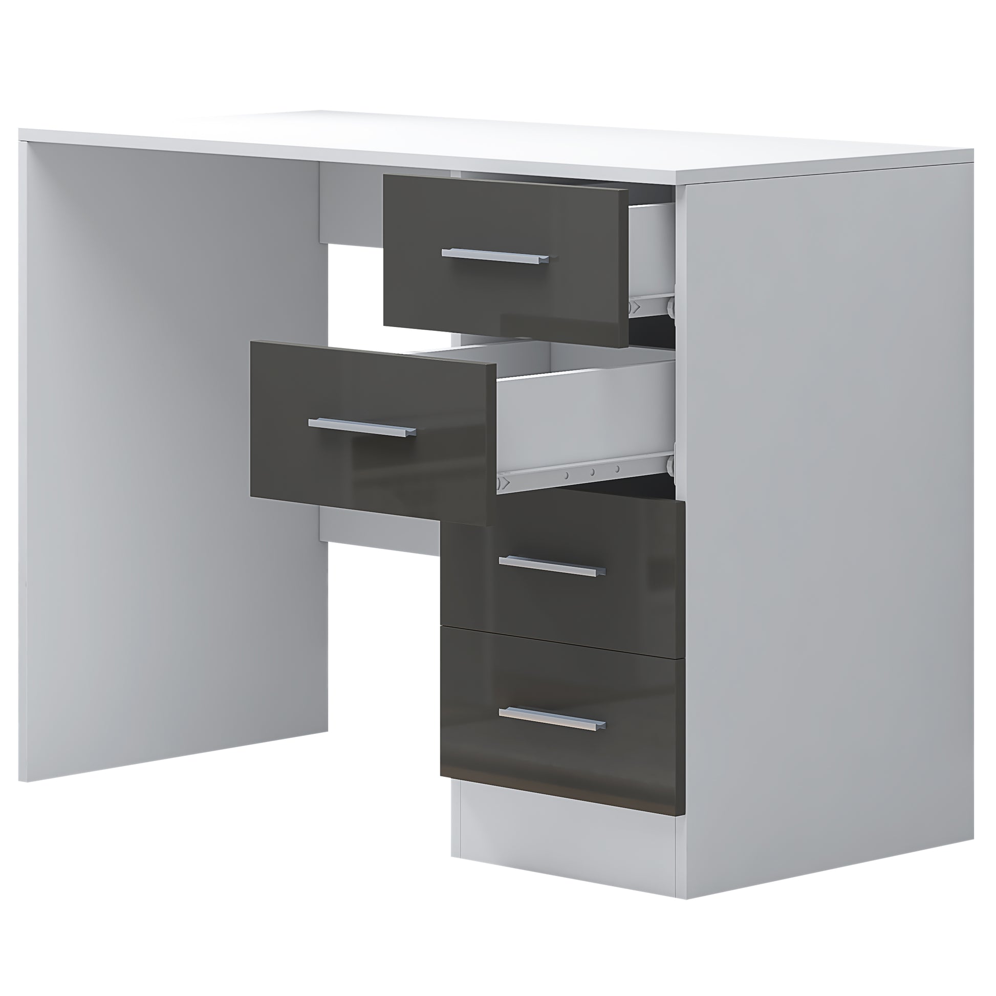 4 Drawer Desk/Dressing Table - Grey Gloss/Matt White REFLECT