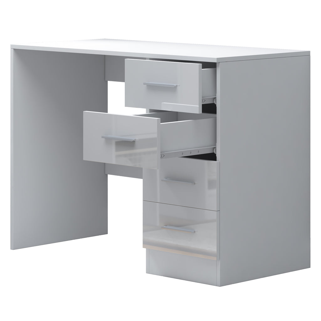 4 Drawer Desk/Dressing Table - White Gloss/Matt White REFLECT