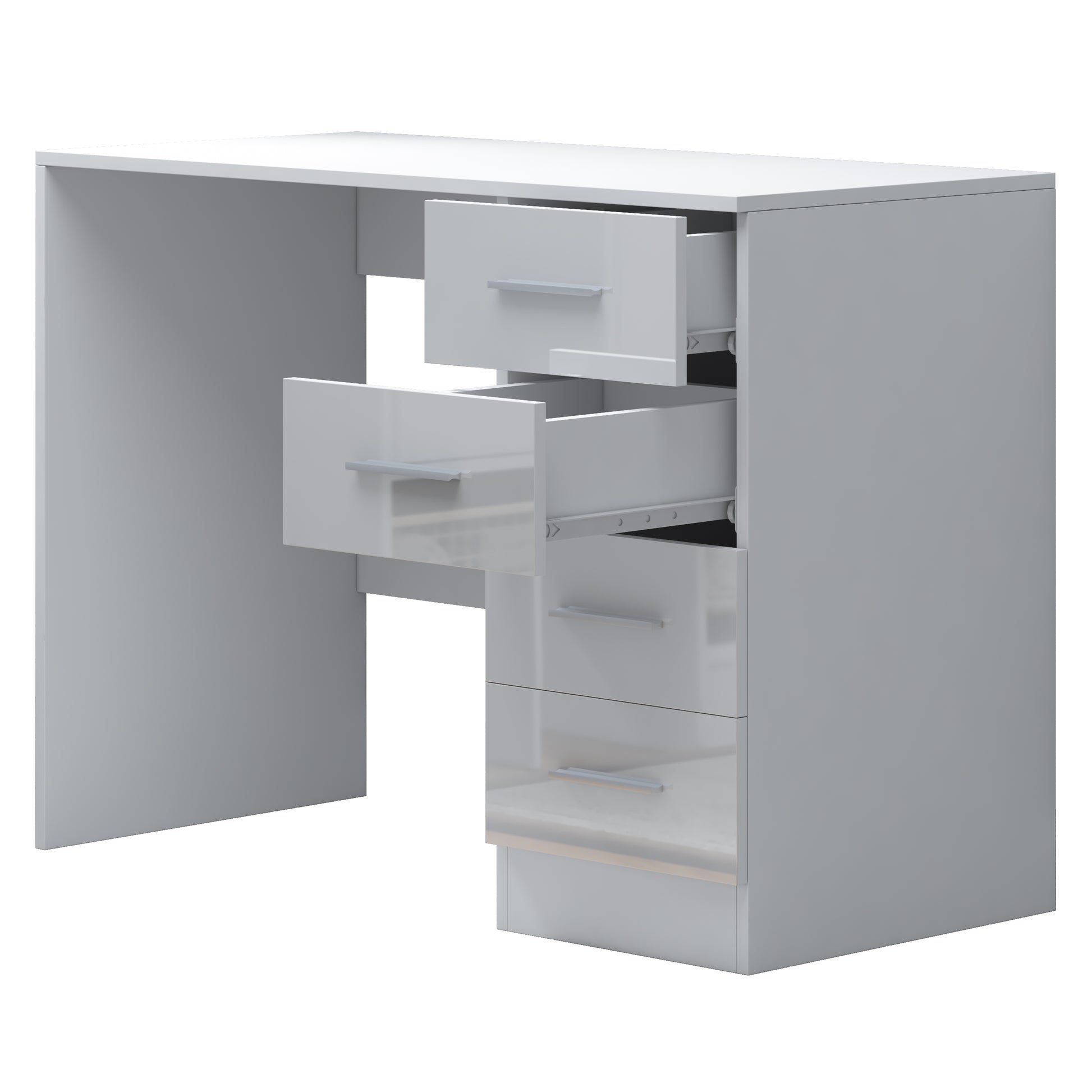 4 Drawer Desk/Dressing Table - White Gloss/Matt White REFLECT
