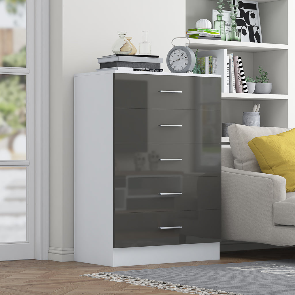 5 Drawer Chest- Grey Gloss/Matt White REFLECT