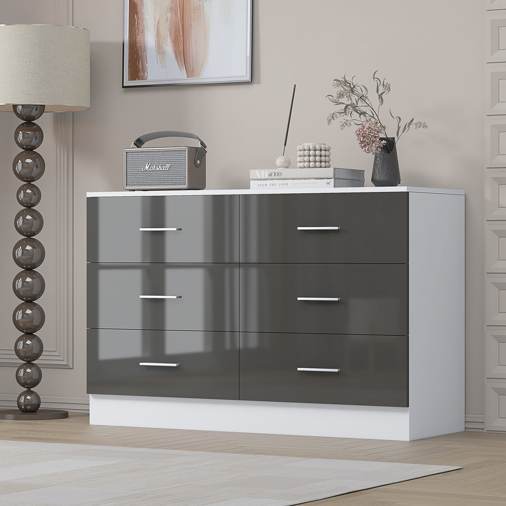6 Drawer XL Chest - Grey Gloss/Matt White REFLECT