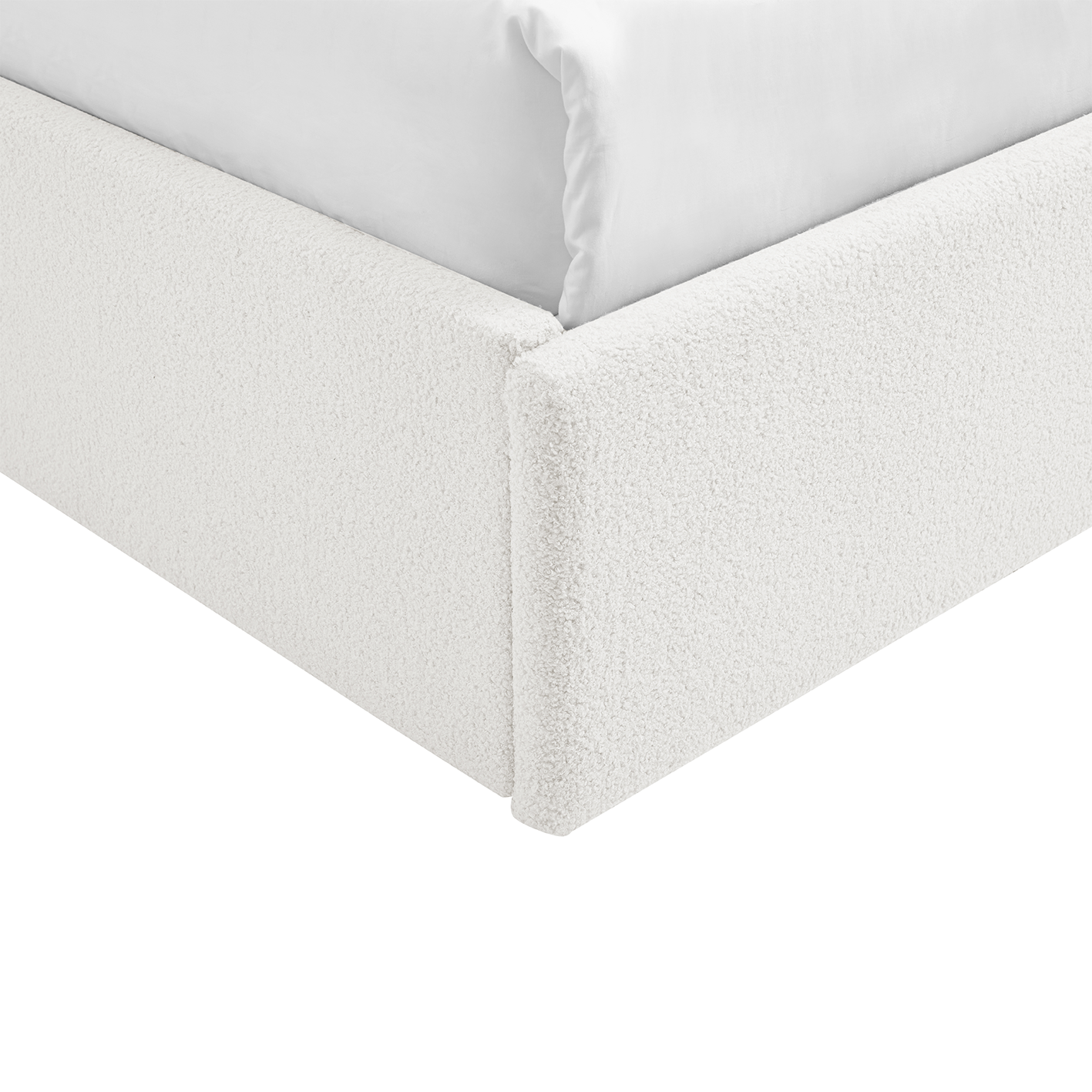 TEDDY BOUCLE 4FT6 Double Ottoman Storage Bed Fabric - White