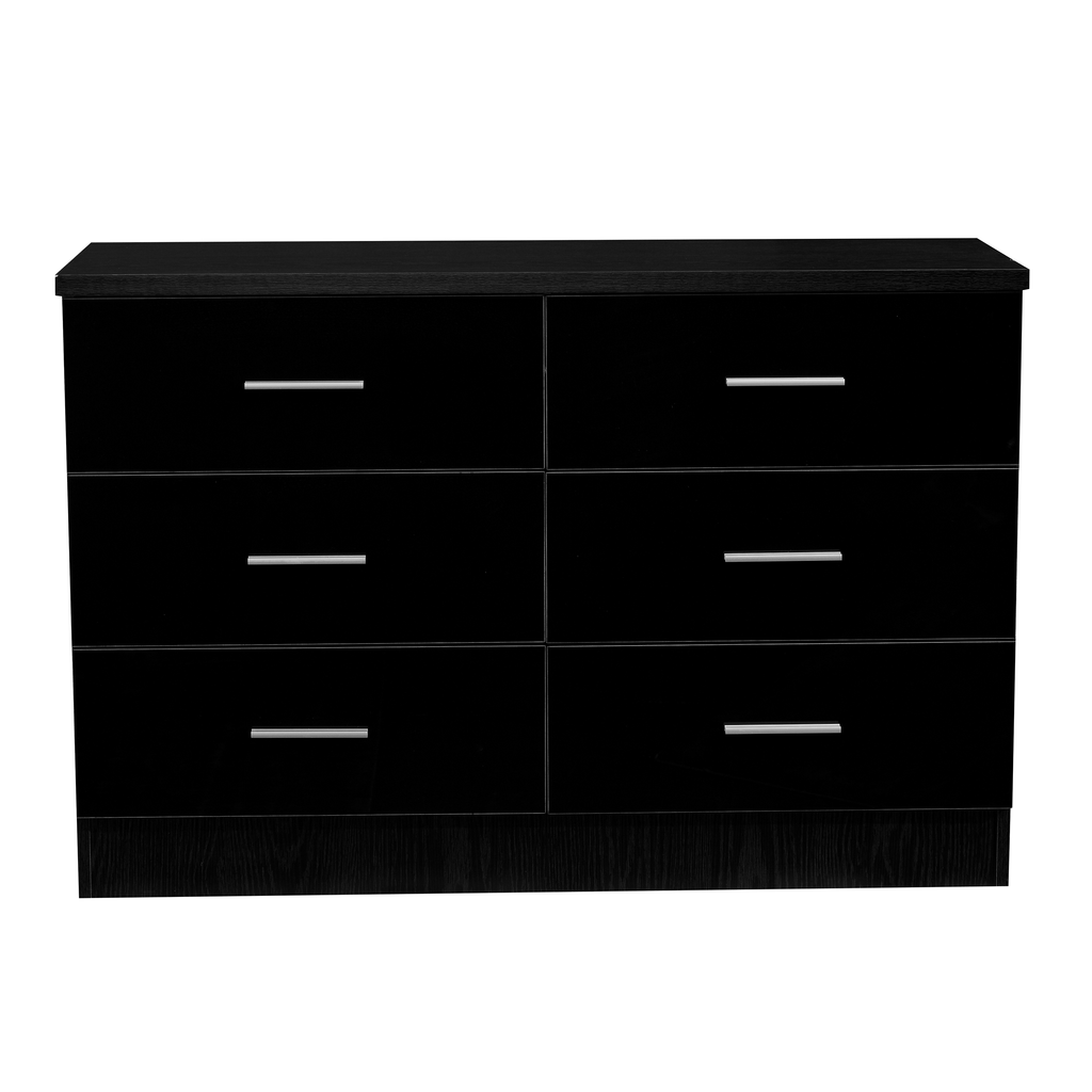 6 Drawer XL Chest - Black Gloss/Black Oak REFLECT