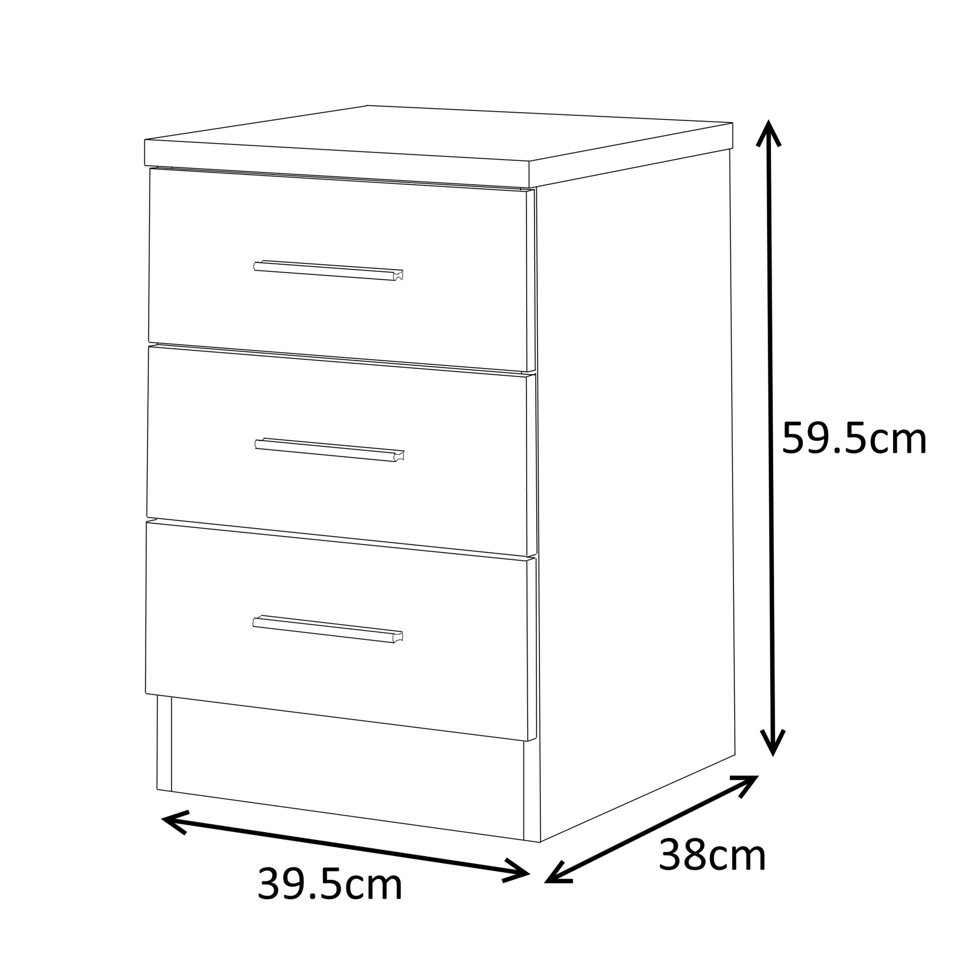 3 Drawer Bedside - Black Gloss/Walnut REFLECT