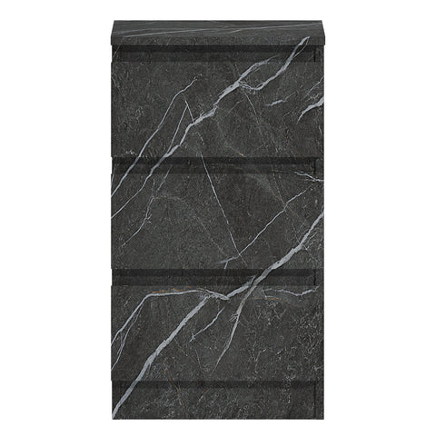 Zeta - Matt Finish 3 Drawer Bedside in Dark Grey Marble