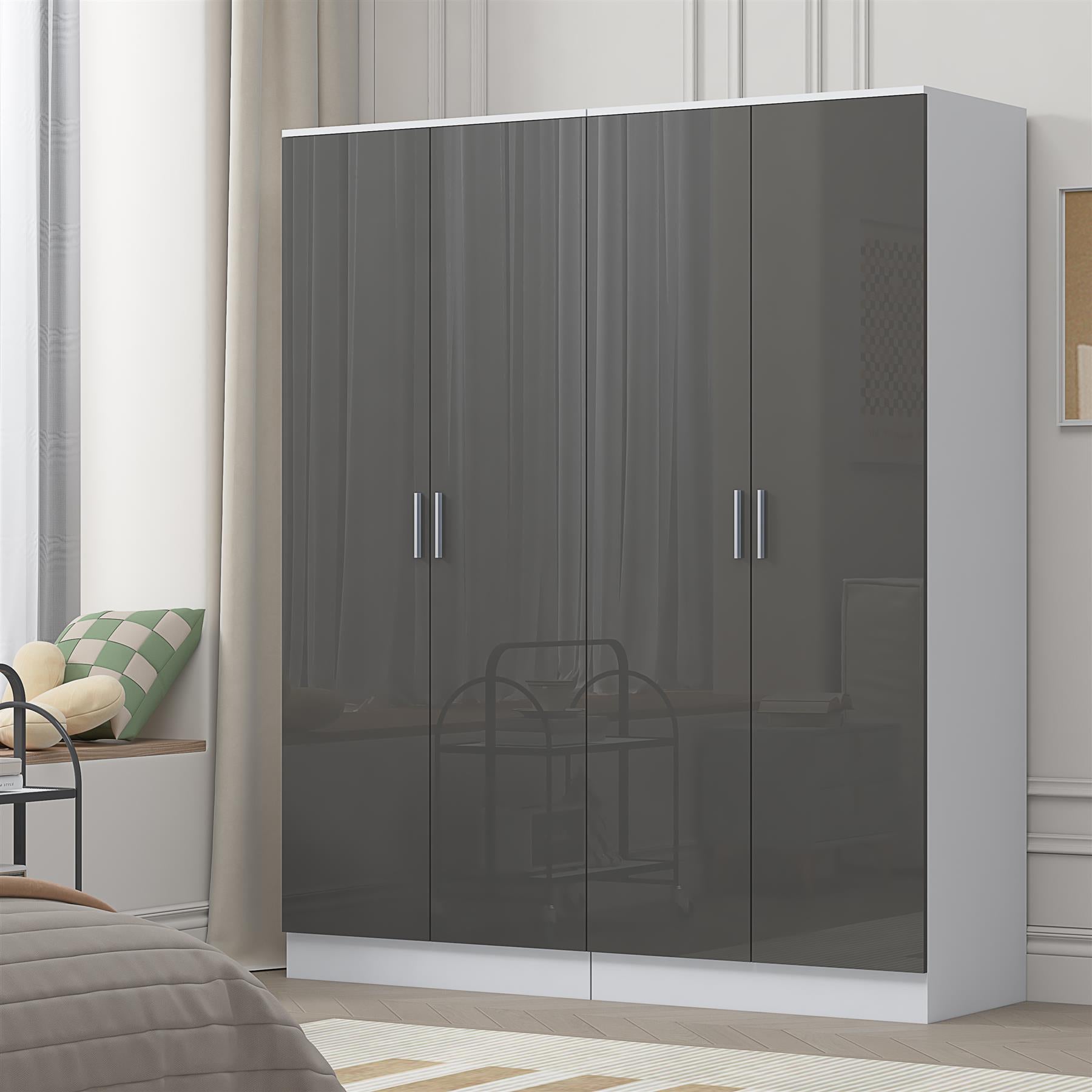 REFLECT Gloss 2pc Wardrobe Bundle - 2x 2 Door Plain Wardrobes - 4 Colour Options