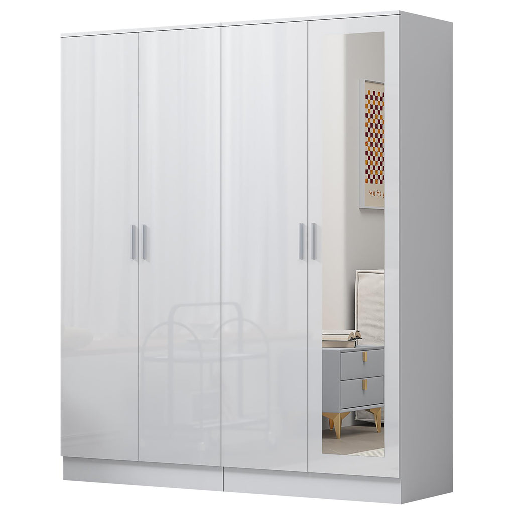 REFLECT Gloss 2pc Wardrobe Bundle - 2 Door Mirror + 2 Door Plain - 4 Colours