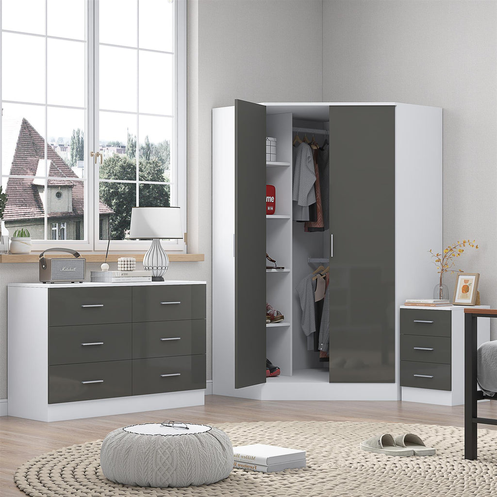 REFLECT 3pc Bedroom Set - Corner, Wide Chest, 3 Draw Bedside - 4 Colour Options