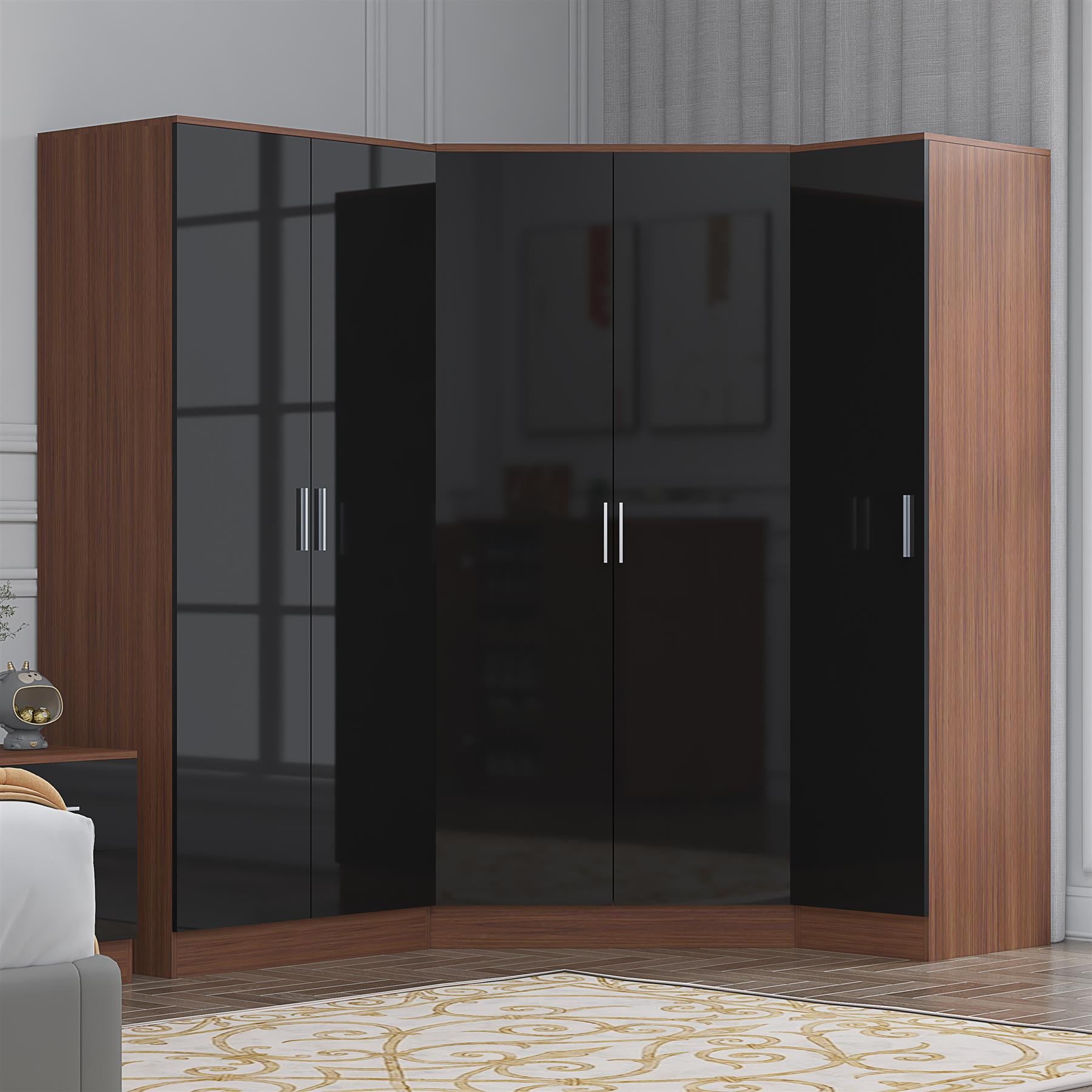 REFLECT Gloss 5 Door Wardrobe Bundle - 2 Door Corner + 2 Door + 1 Door Wardrobe