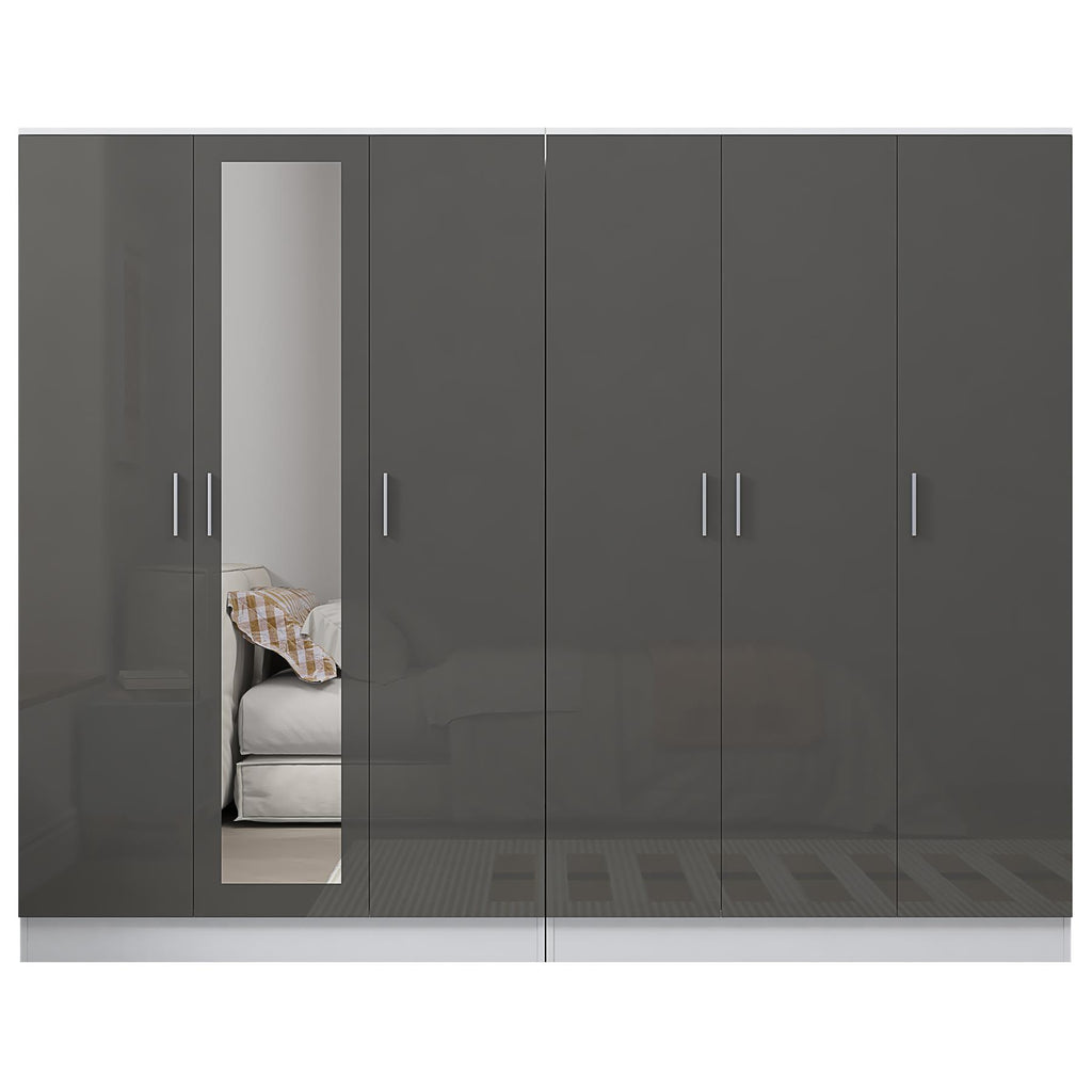REFLECT 2pc Wardrobe Bundle - 3 Door Mirror + 3 Door Plain - 4 Colour Options