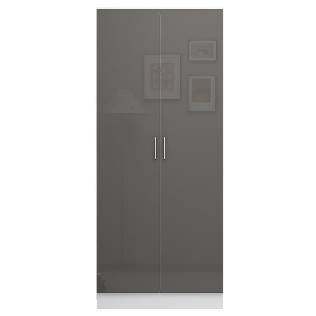 REFLECT Gloss Bedroom Furniture 2 Door Plain Wardrobe - 4 Colour Options
