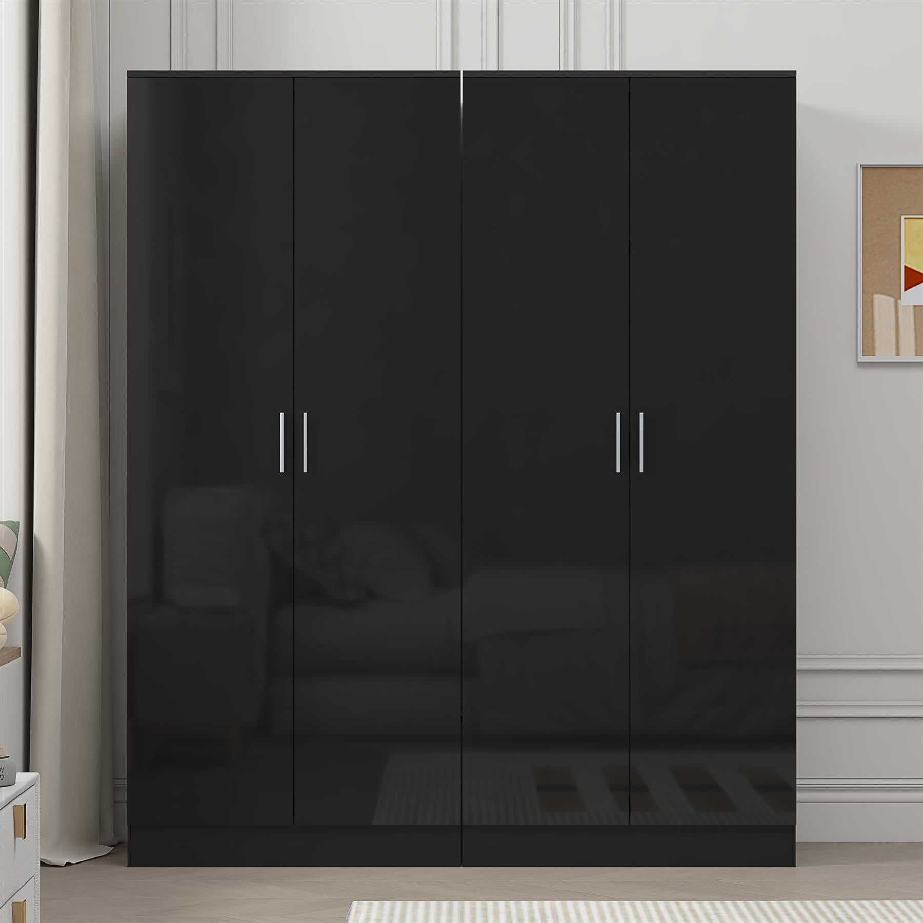 REFLECT - 2x 2 Door PLAIN Wardrobe Bundle - Gloss Black / Matt Black