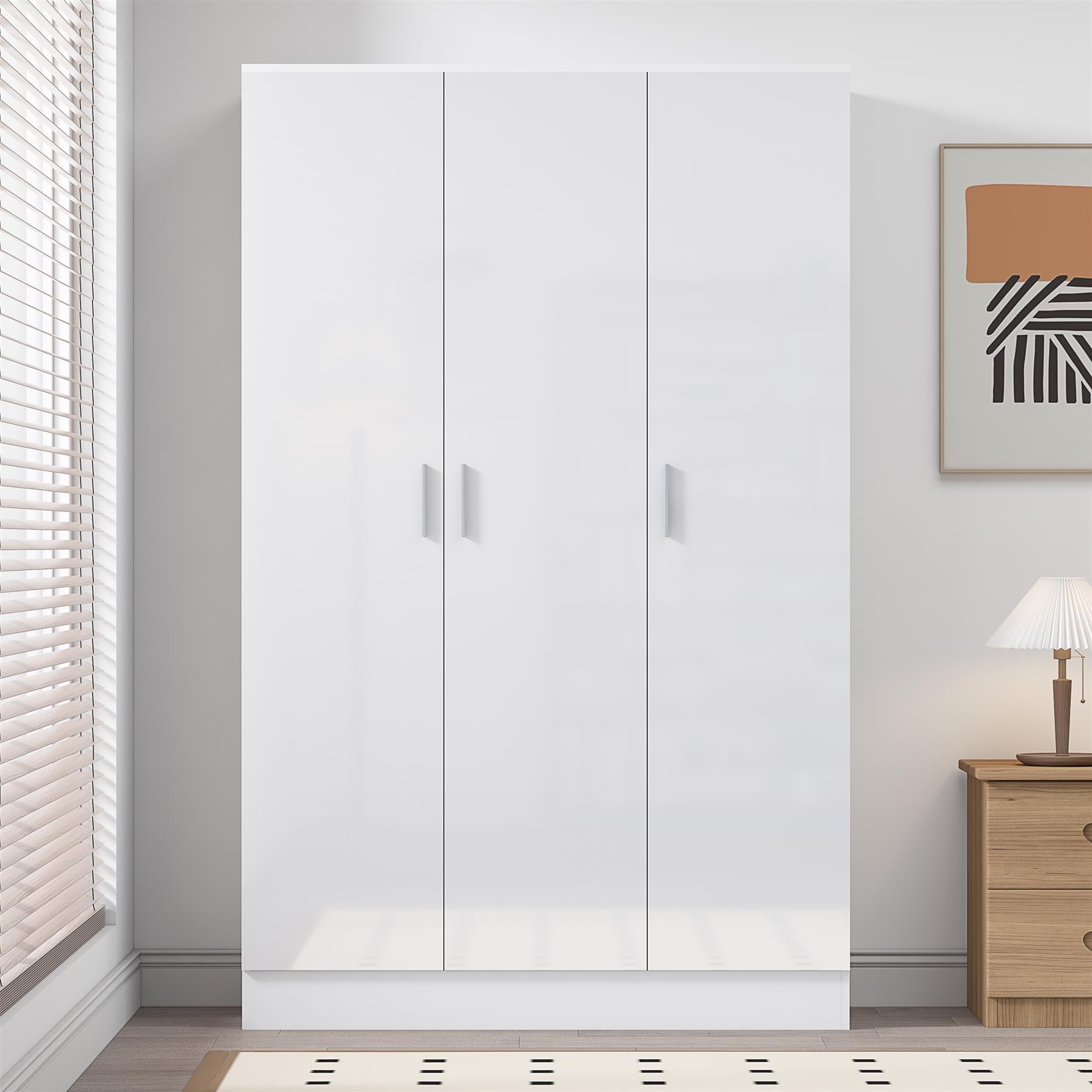REFLECT Gloss Bedroom Furniture 3 Door Plain Wardrobe - 4 Colour Options