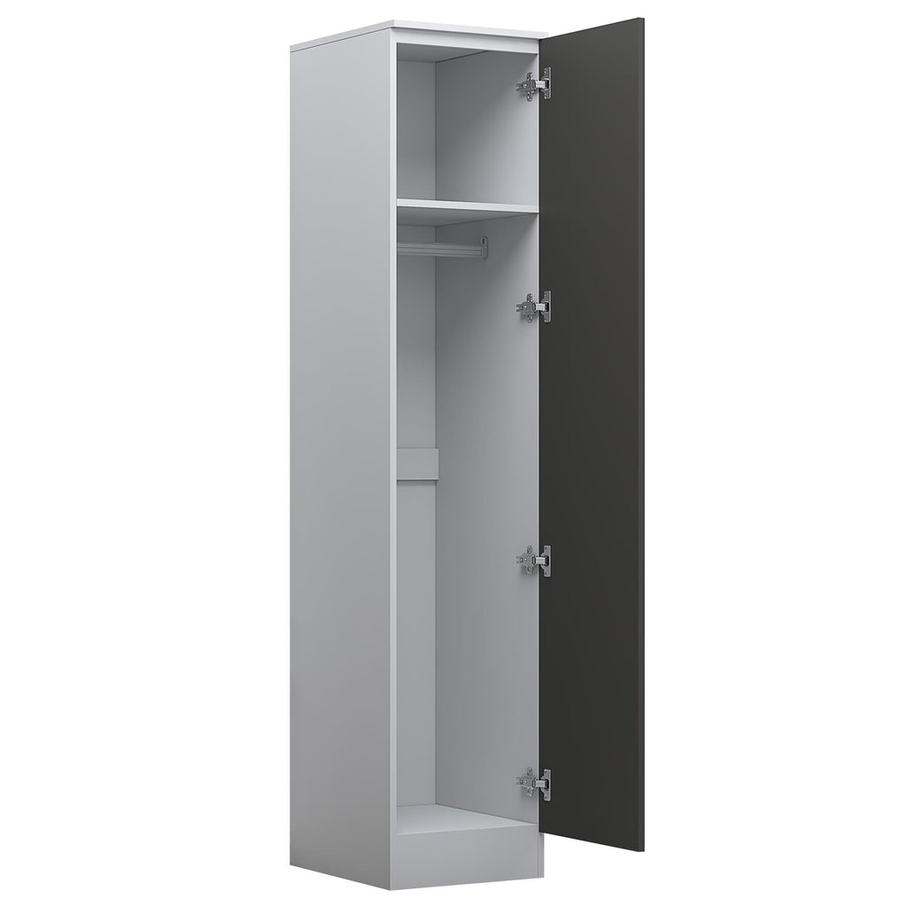 Reflect 3pc Wardrobe Bundle - 2 Door Corner + 2x 1 Door Plain - Grey Gloss & Matt White