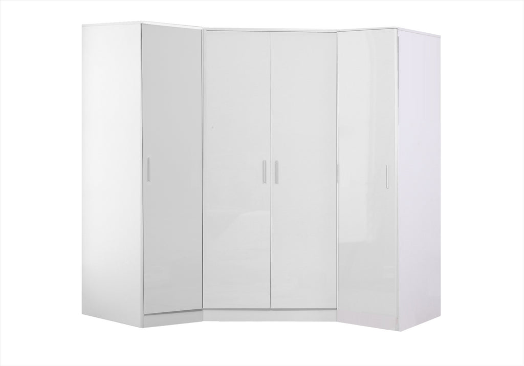 REFLECT Gloss 4 Door Corner Wardrobe Bundle Inc Corner + 2x 1 Door Wardrobes Set
