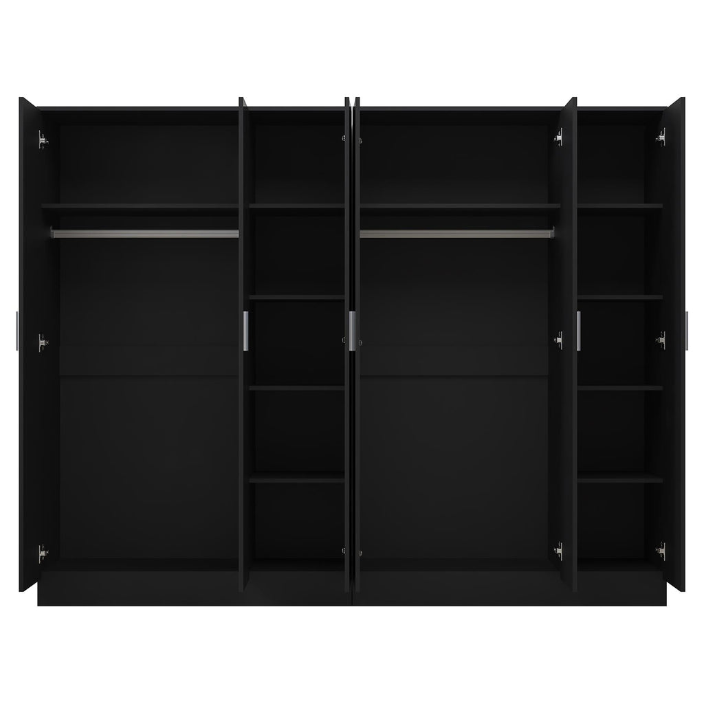 Reflect 2pc Wardrobe Bundle - 3 Door Plain + 3 Door Plain - Black Gloss & Black Oak