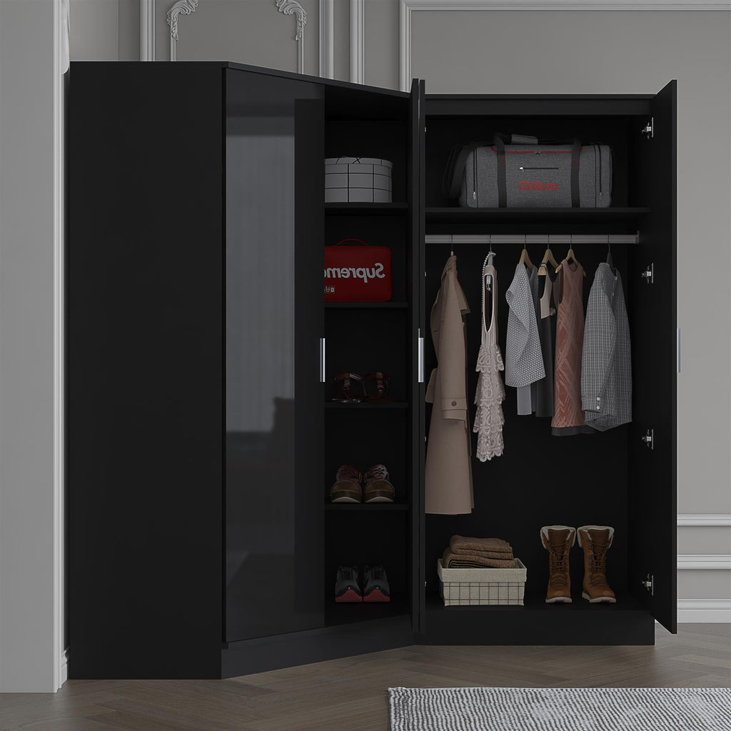REFLECT Gloss 4 Door Wardrobe Bundle Inc 2 Door Corner + 2 Door Bedroom Set