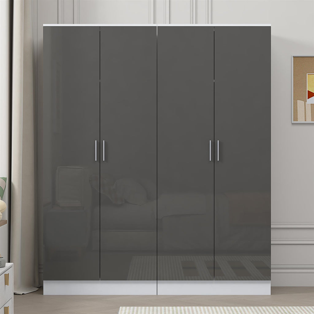 REFLECT - 2x 2 Door PLAIN Wardrobe Bundle - Gloss Grey / Matt White