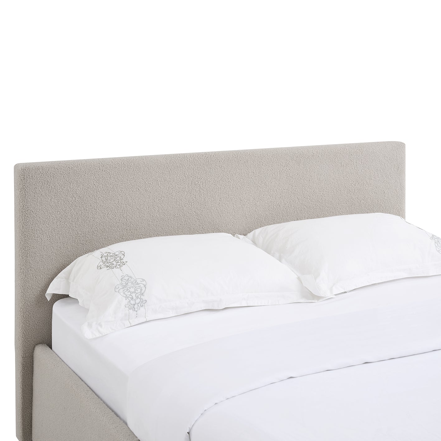TEDDY BOUCLE 4FT Small Double Gas Lift Up Ottoman Storage Bedframe (H: 88.5cm x W: 138cm x L: 203cm) (Cream Beige)