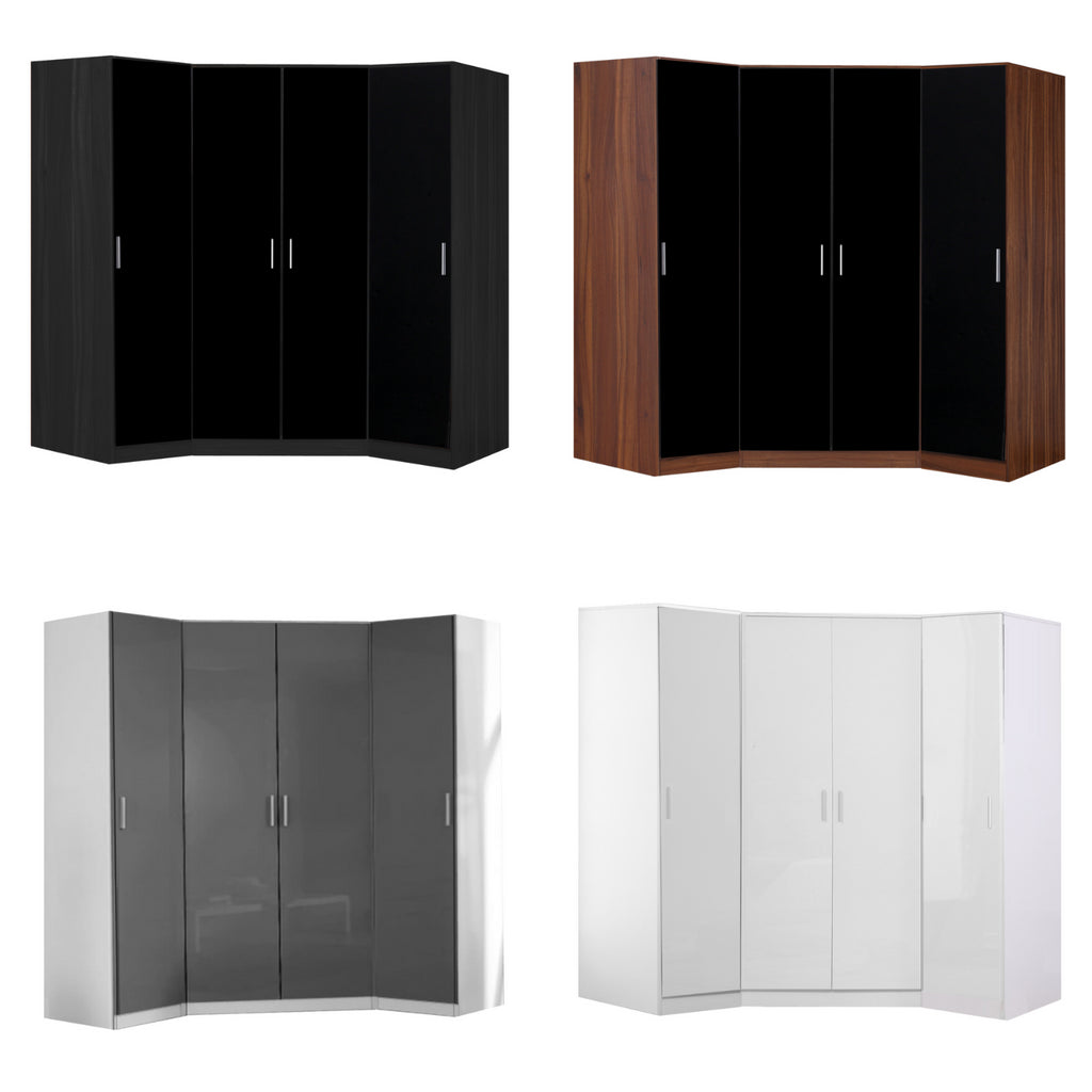 REFLECT Gloss 4 Door Corner Wardrobe Bundle Inc Corner + 2x 1 Door Wardrobes Set