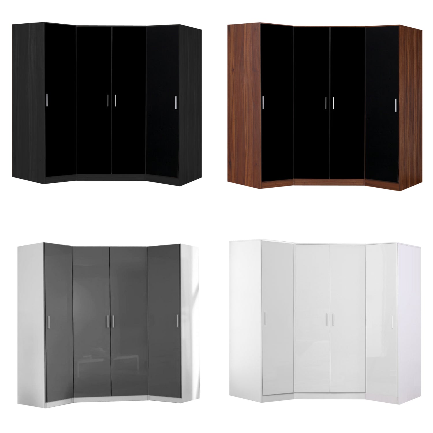 REFLECT Gloss 4 Door Corner Wardrobe Bundle Inc Corner + 2x 1 Door Wardrobes Set