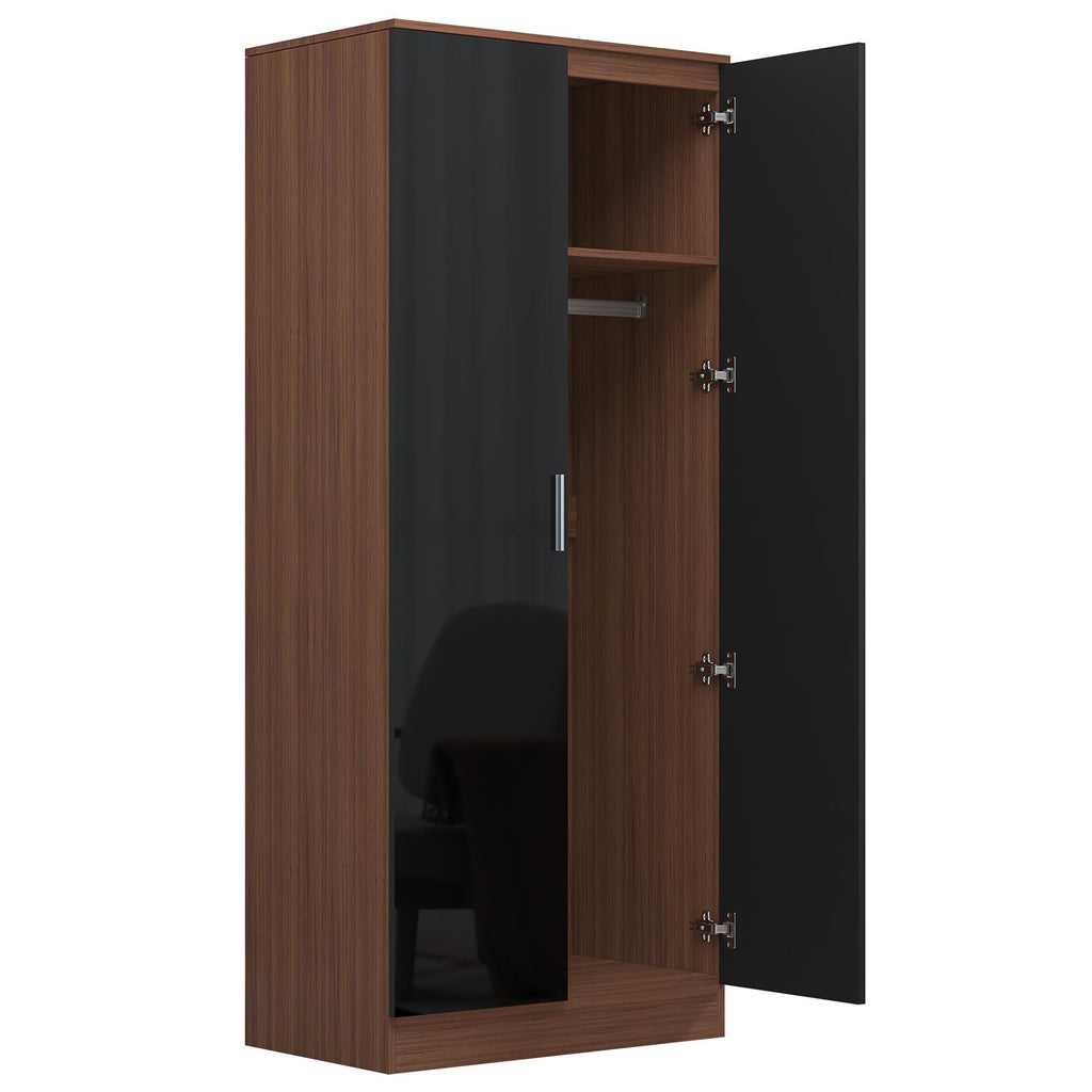 REFLECT Gloss Bedroom Furniture 2 Door Mirrored Wardrobe - 4 Colour Options