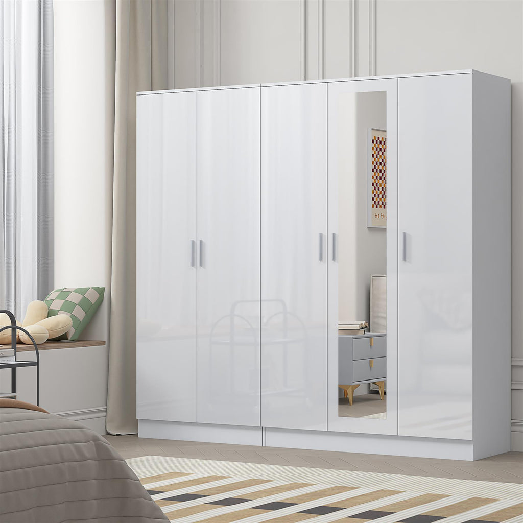 REFLECT 2pc Wardrobe Bundle - 3 Door Mirror + 2 Door Plain - 4 Colour Options