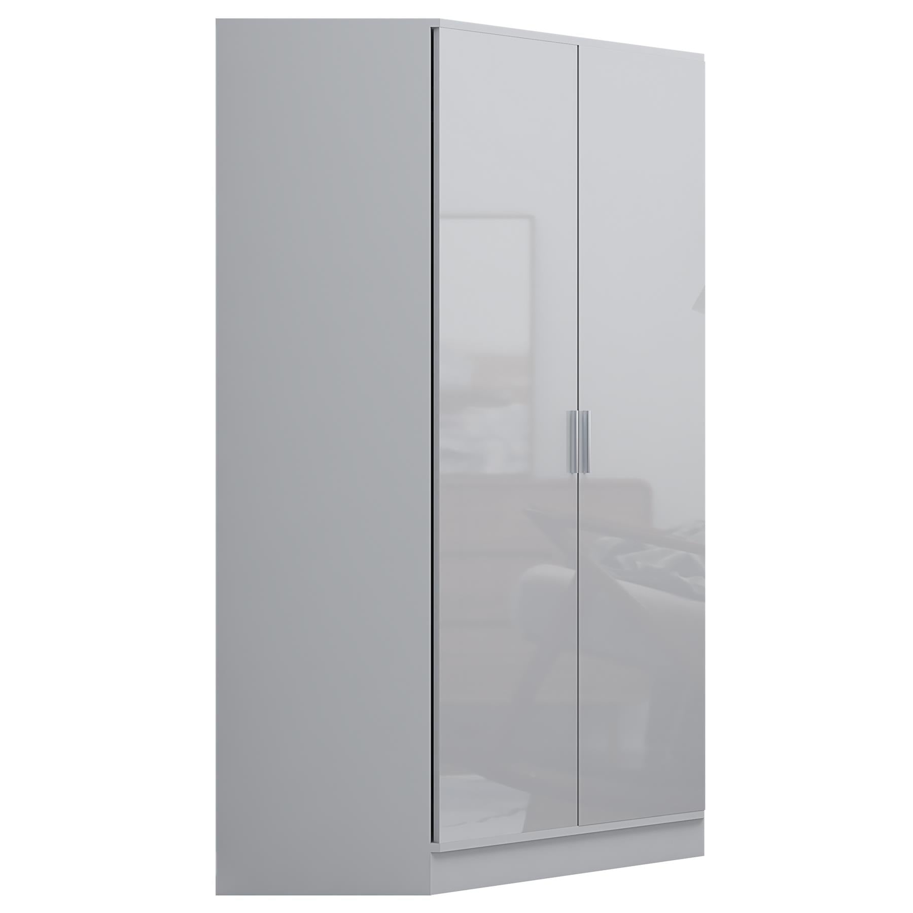 REFLECT Gloss Bedroom Furniture 2 Door Corner Wardrobe - 4 Colour Options
