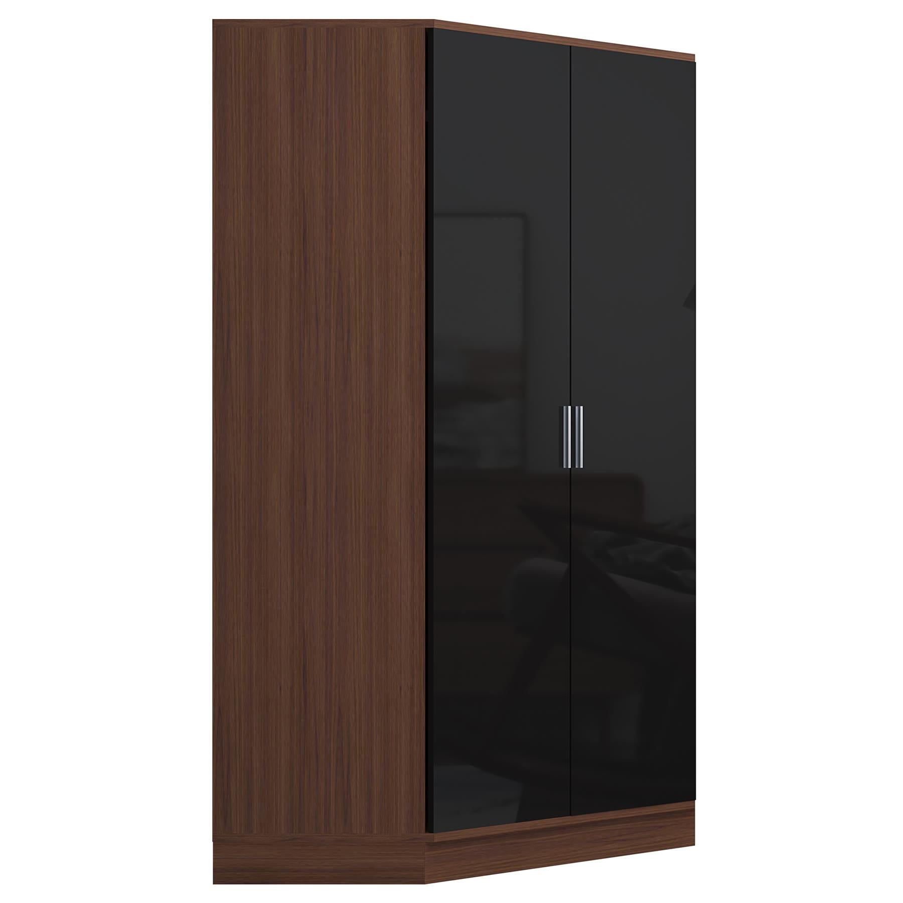 REFLECT Gloss Bedroom Furniture 2 Door Corner Wardrobe - 4 Colour Options
