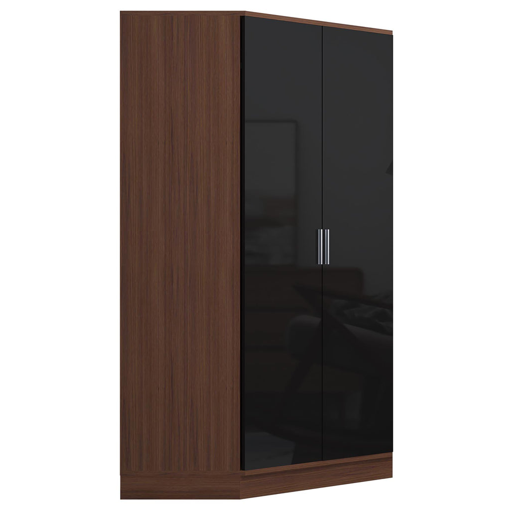 REFLECT High Gloss Bedroom Furniture Wardrobe Chest Bedside Desk - Black/Walnut