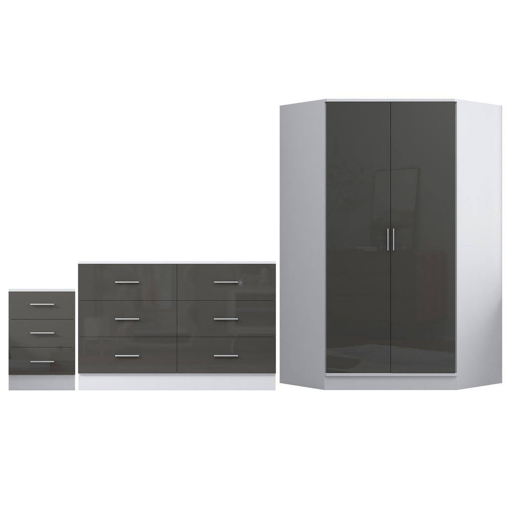 REFLECT 3pc Bedroom Set - Corner, Wide Chest, 3 Draw Bedside - 4 Colour Options