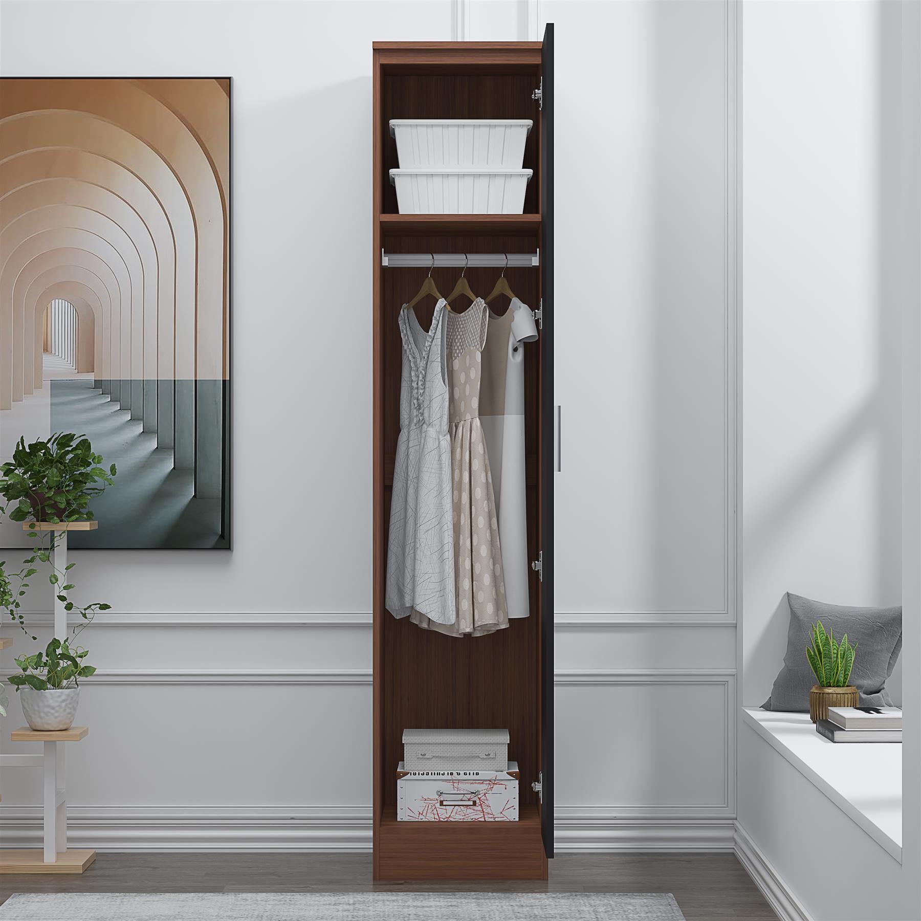 REFLECT Gloss Bedroom Furniture 1 Door Plain Wardrobe - 4 Colour Options