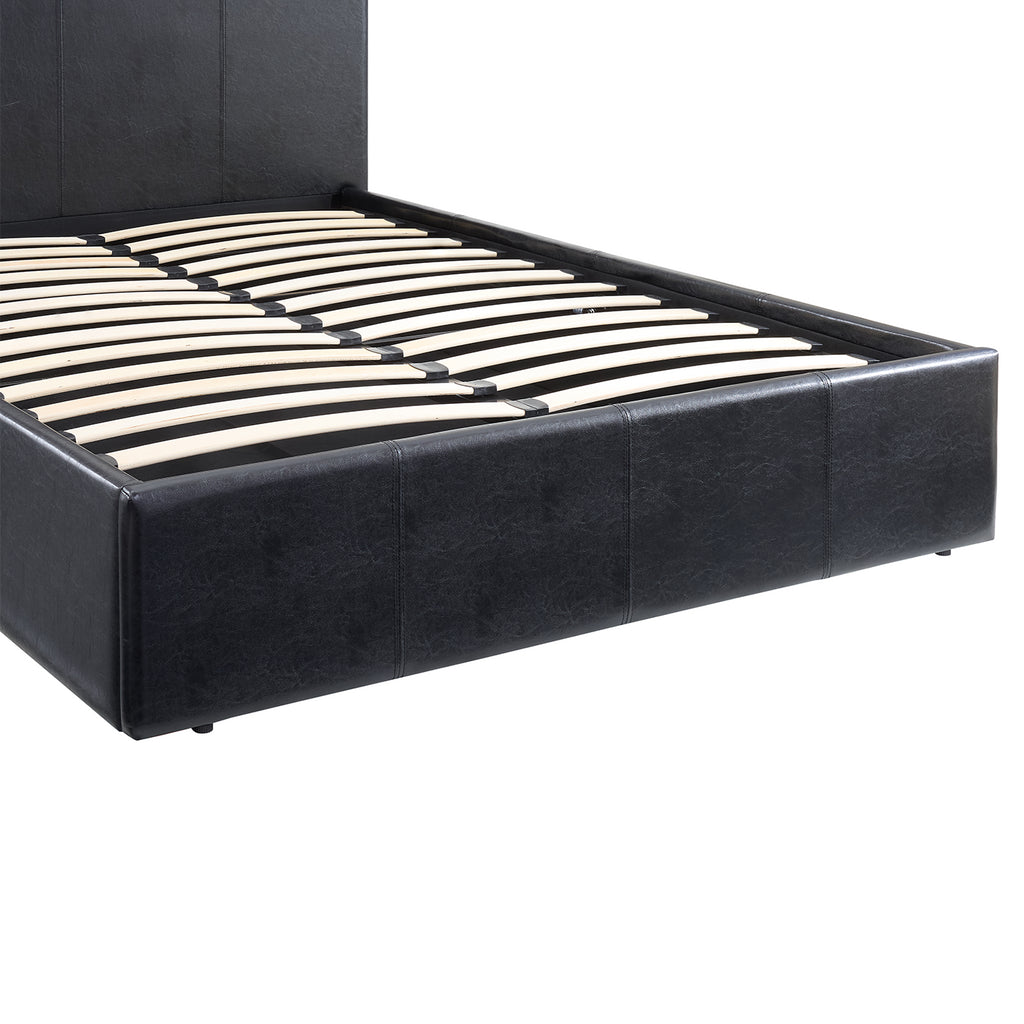LUNA 4FT Small Double Black Ottoman Storage Bed with Gas Lift & 25cm Thick Memory Foam Mattress - L: 203cm x W: 138cm x H: 88.5cm