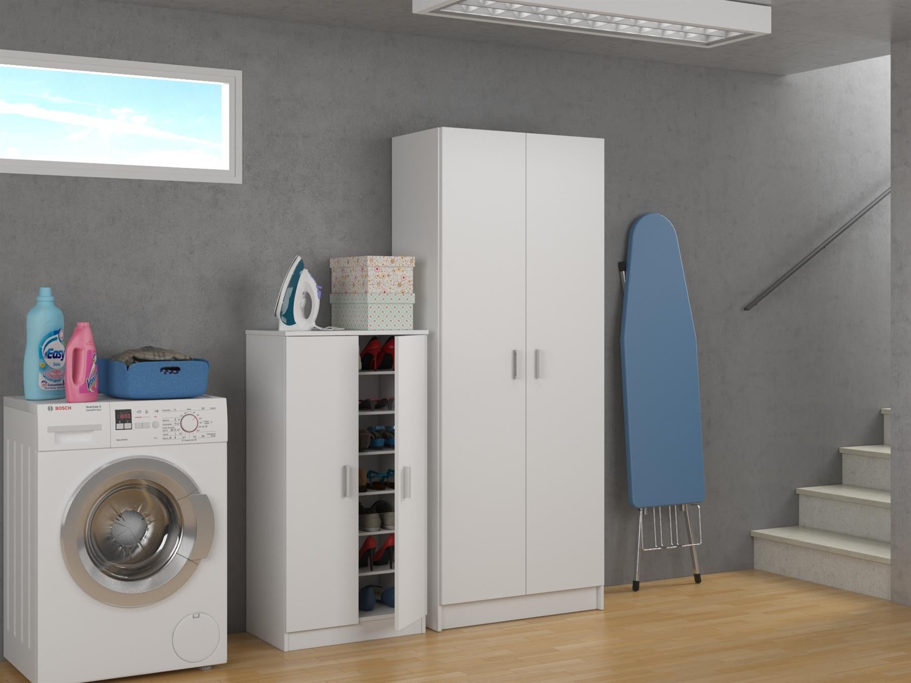 VITA Utility Laundry Cupboard / Cabinet Storage Units 7 Options in White