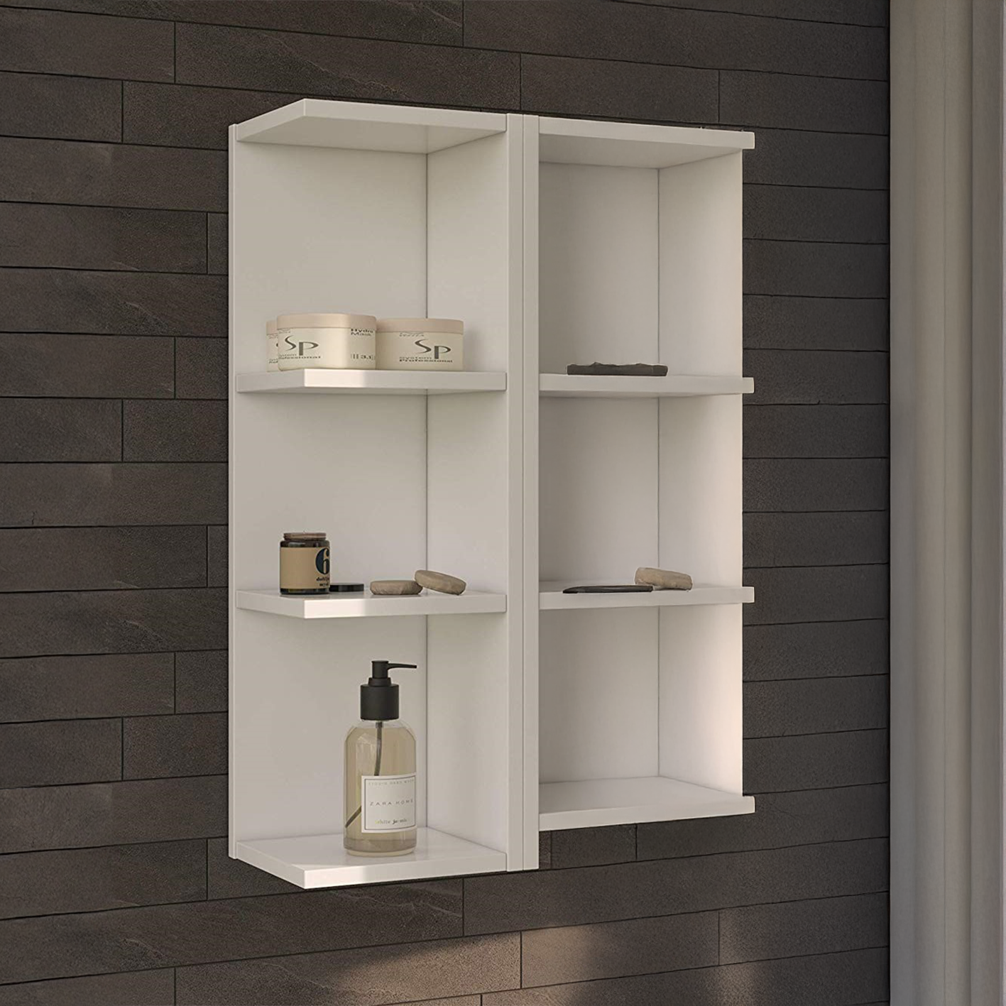 BALTIC Bathroom 20cm Wide Open Corner Wall Shelf Unit - White