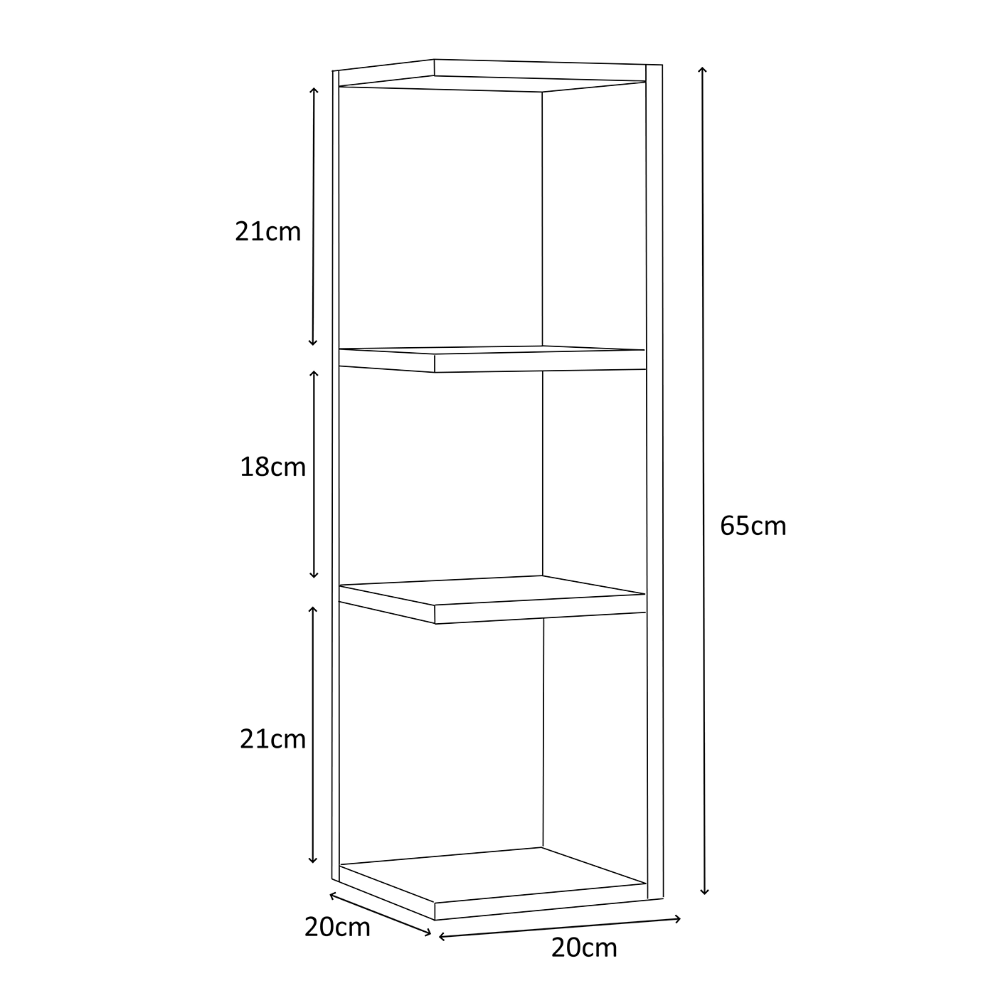 BALTIC Bathroom 20cm Wide Open Corner Wall Shelf Unit - White