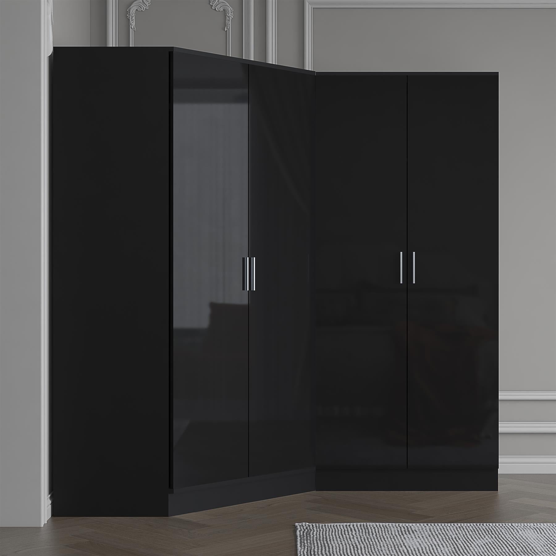 REFLECT Gloss 4 Door Wardrobe Bundle Inc 2 Door Corner + 2 Door Bedroom Set