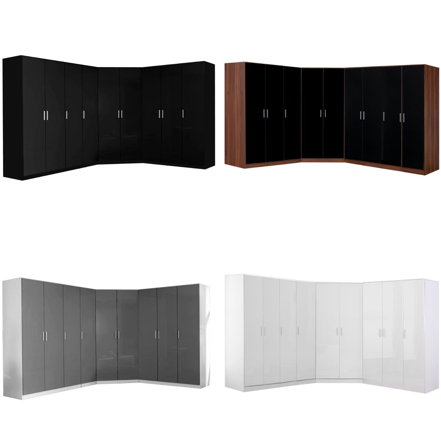 REFLECT Gloss Large 9 Door Corner Modular Wardrobe Bedroom Furniture Bundle Set