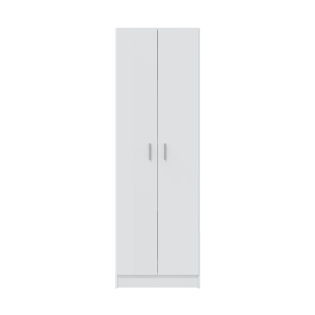 Vita White 2 Door 4 Shelf Kitchen Utility Room Cabinet - Modular Cleaning Storage - H: 180cm x W: 59cm x D: 37cm