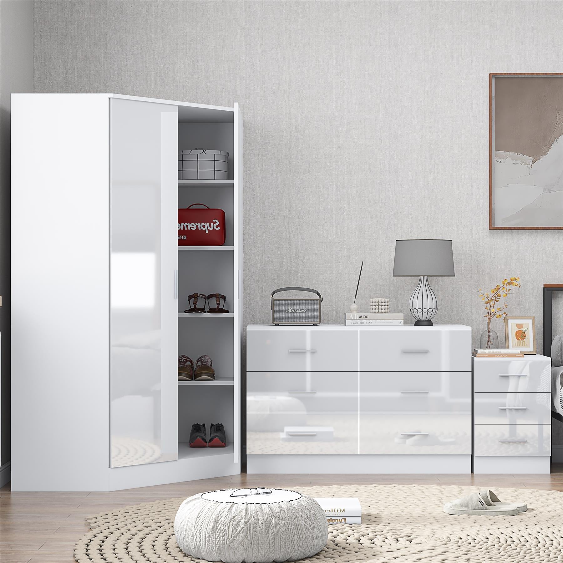 REFLECT 3pc Bedroom Set - Corner, Wide Chest, 3 Draw Bedside - 4 Colour Options