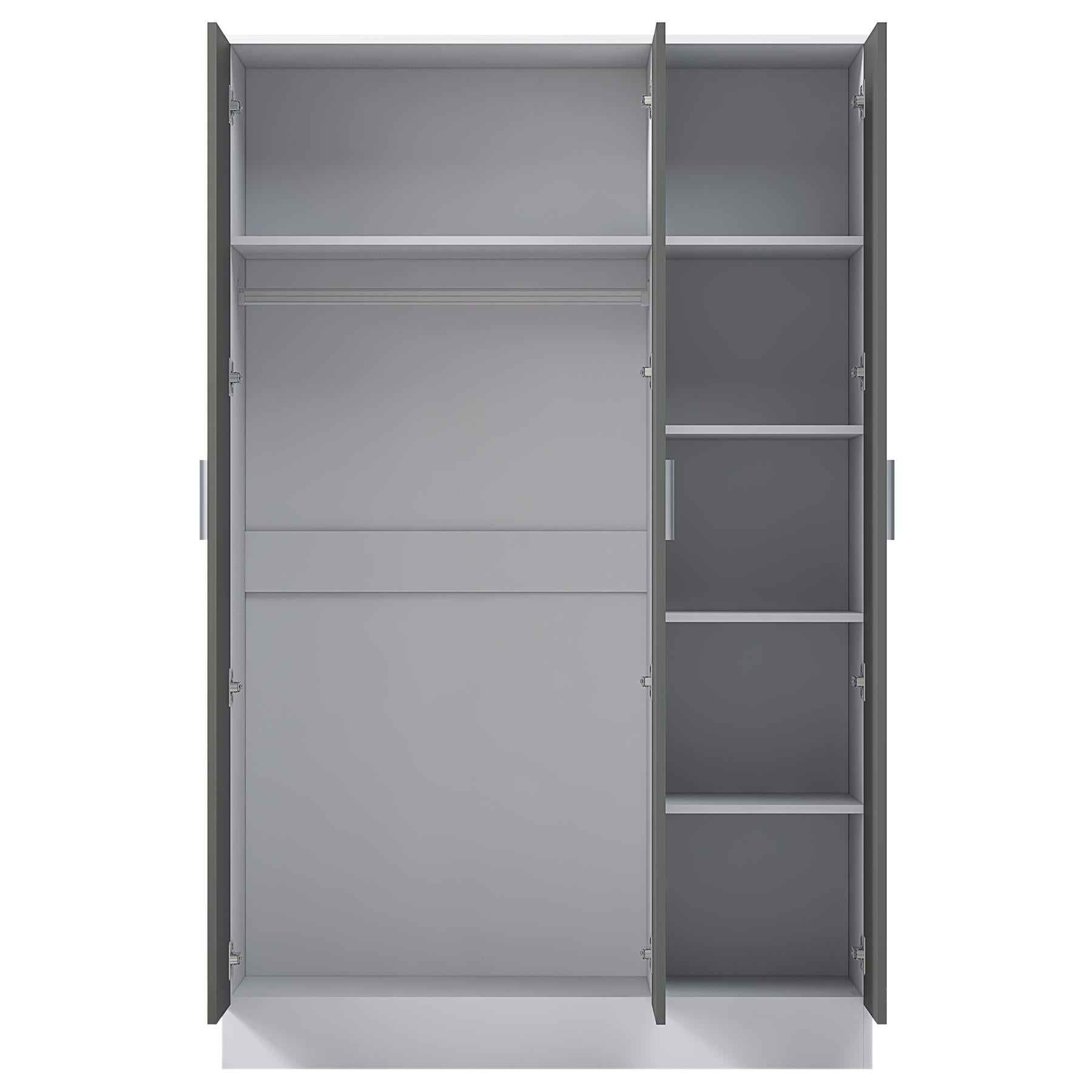 REFLECT Gloss Bedroom Furniture 3 Door Plain Wardrobe - 4 Colour Options