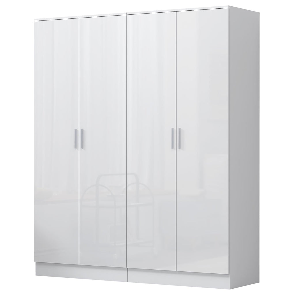 REFLECT - 2x 2 Door PLAIN Wardrobe Bundle - Gloss White / Matt White