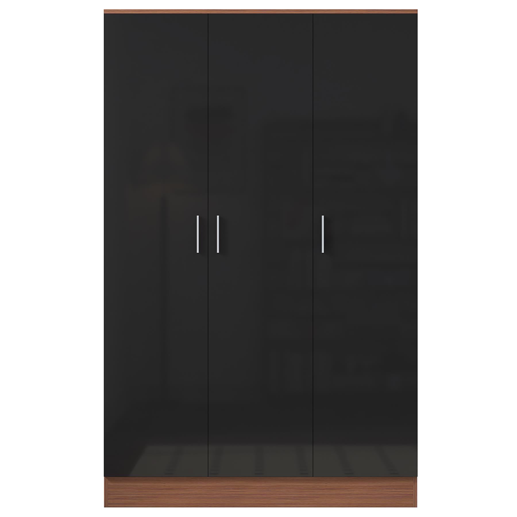 REFLECT Gloss Bedroom Furniture 3 Door Plain Wardrobe - 4 Colour Options