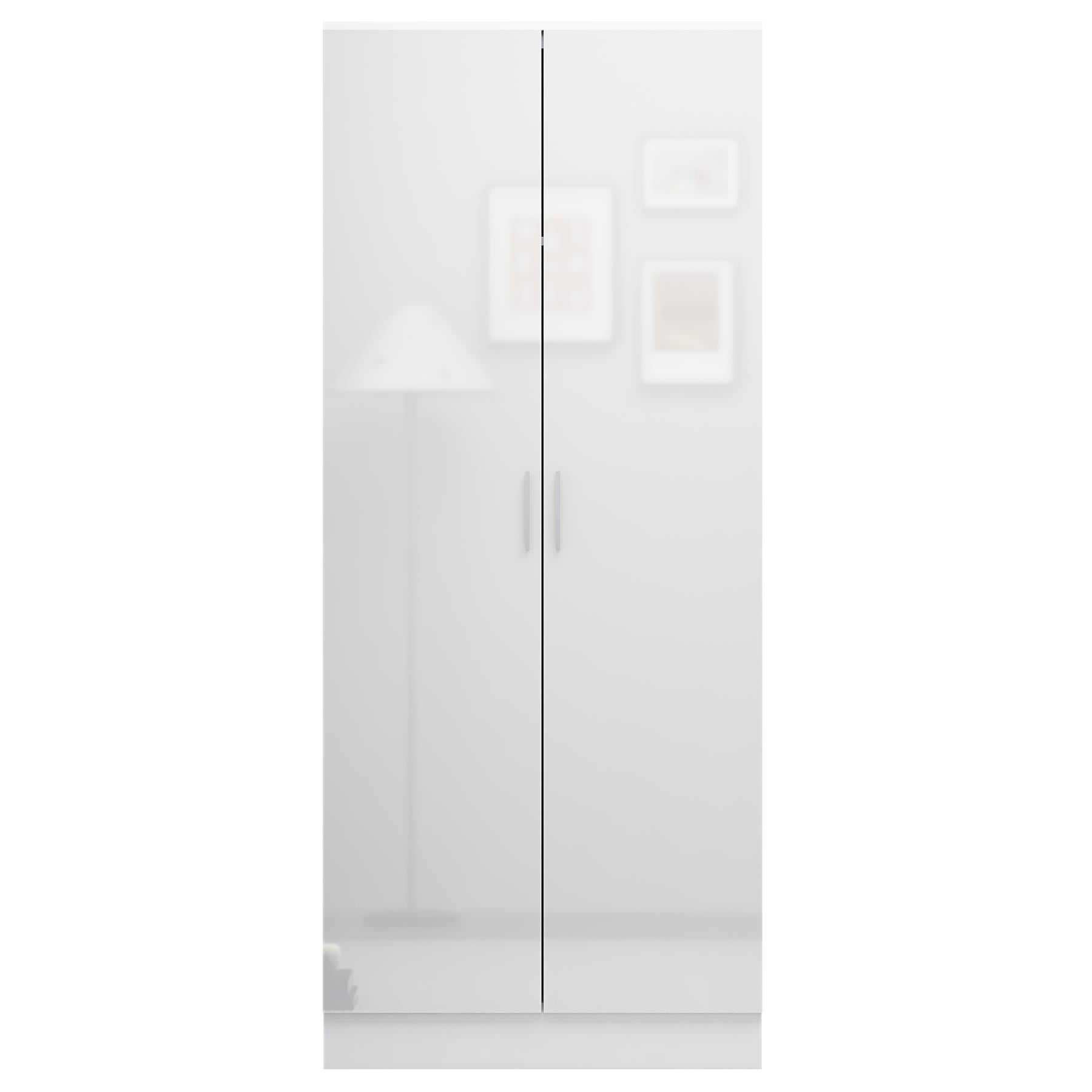 REFLECT Gloss Bedroom Furniture 2 Door Plain Wardrobe - 4 Colour Options